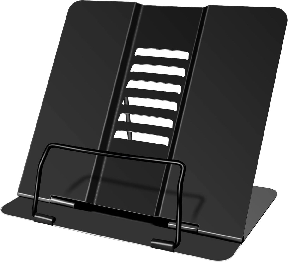 QTTVBTNA – Boekenstandaard - boekenstandaard - Metalen Leesrek - Verstelbare Opvouwbare Houder - 6 Leeshoeken Instelbaar - Antislip Rubberen Pads - 1 Stuk - Zwart