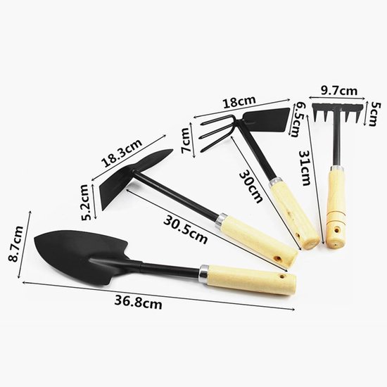 Mini Tuin Gereedschap Set - Bloemen Planten Tools - Tuinieren Buiten - Houten Handvat van MINI — afbeelding 2