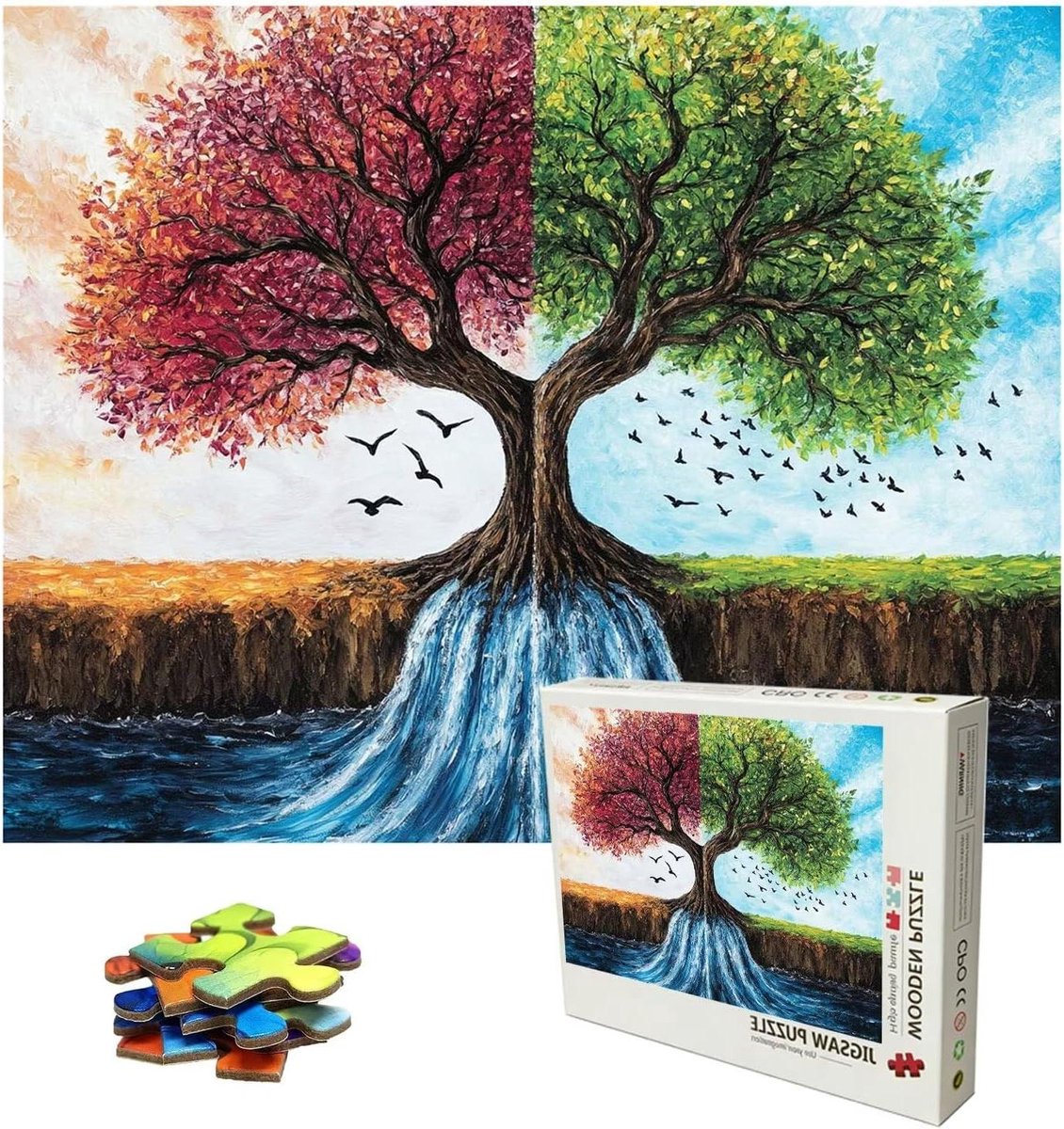 Houten Puzzel 5000 Stukjes - Legpuzzel Volwassenen - Ontspanning en Geestelijke Training - Gedrukte Letters Achterkant - 156.5x105.5 cm - Multicolor