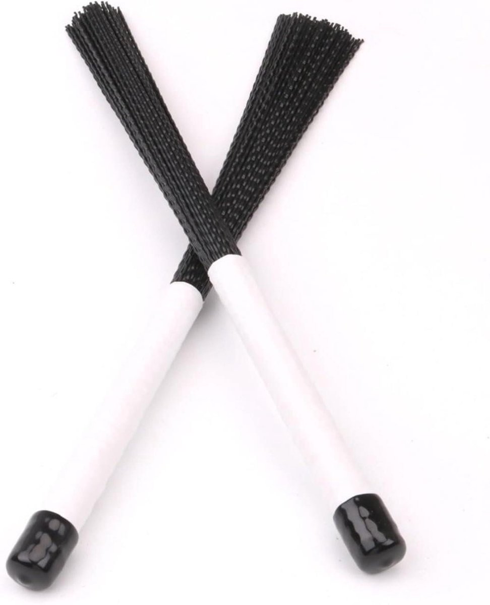 Trommelborstels - Percussie Borstels - Muziek Optreden - Zacht Geluid - 38.5 cm - Wit