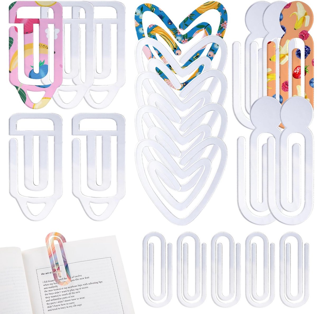 Dailygoods- Sublimatiepaperclips 20 stuks - Acryl Blanco's - Doorzichtige Bladwijzers - Jumbo-Paperclips - Kantoor/Knutselbenodigdheden - Hoogwaardige Coating