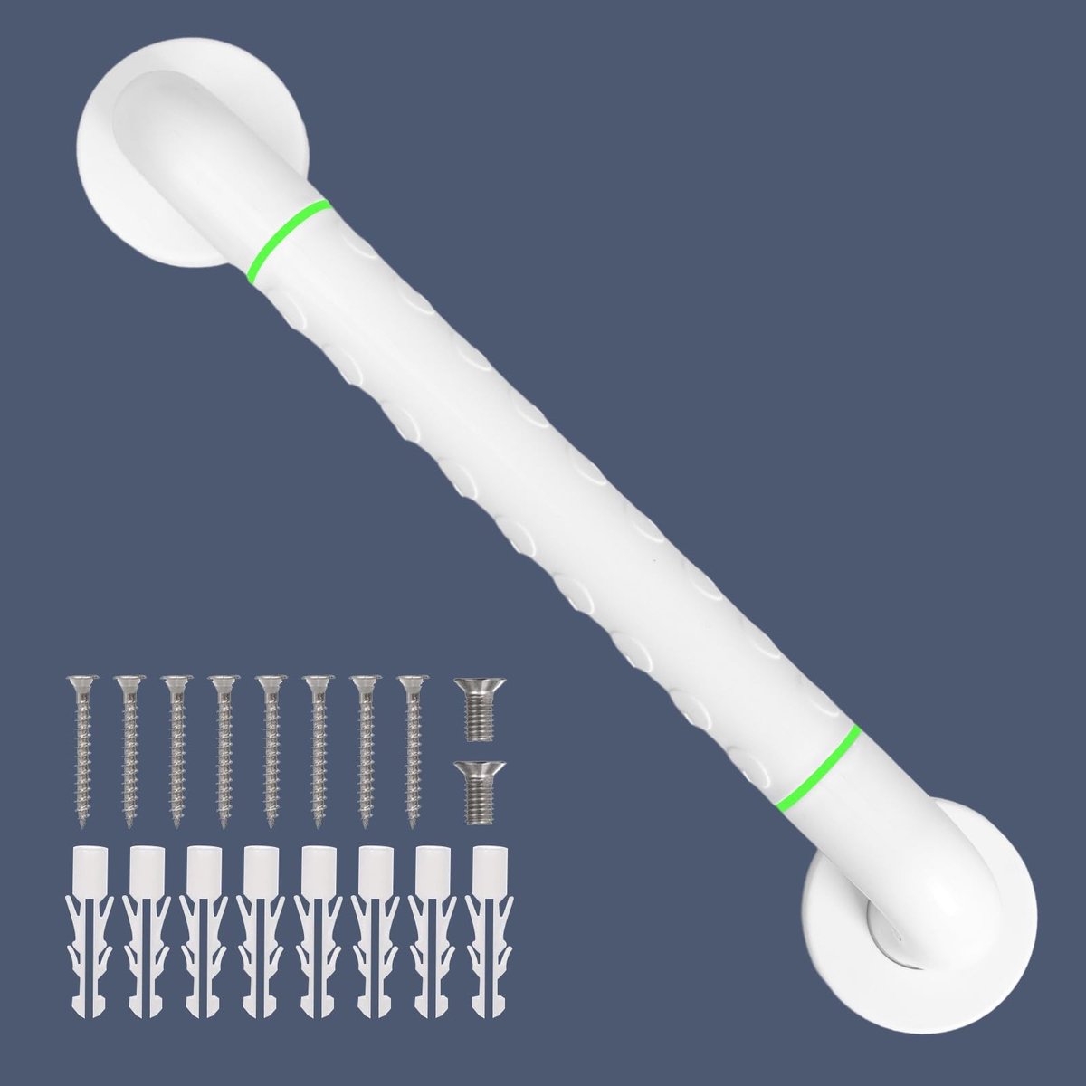 Dailygoods- Douchehandvat Roestvrij Staal - Antislip Handgreep - Wandgemonteerd - Ergonomisch Ontwerp - Veiligheid Lichtgevende Ringen - Duurzaam en Stevig - Veiligheidsleuning