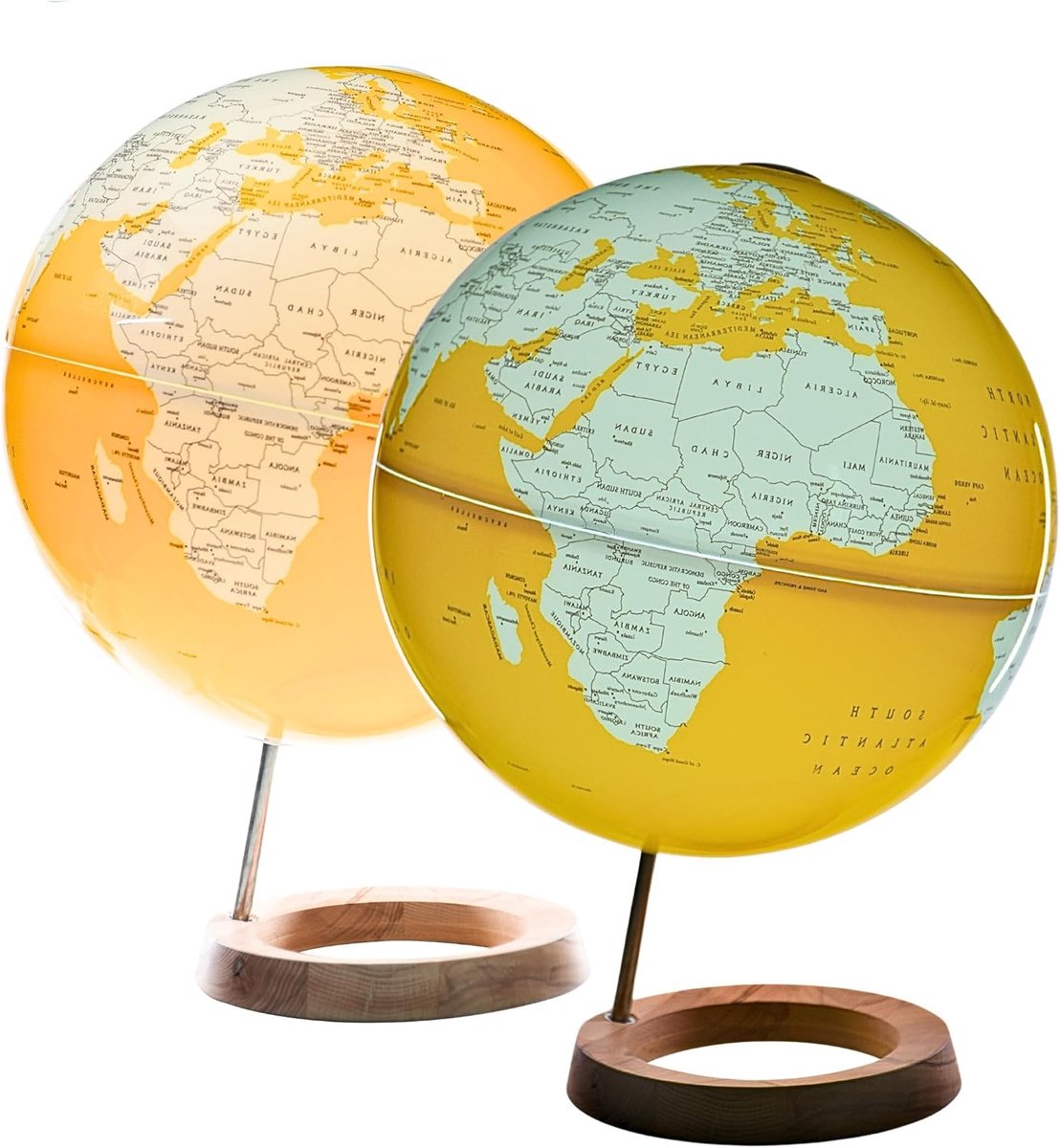 Verlichte wereldbol - Oplichtende globe - Educatief leren - Met LED-licht - 33 cm diameter - Houten standaard