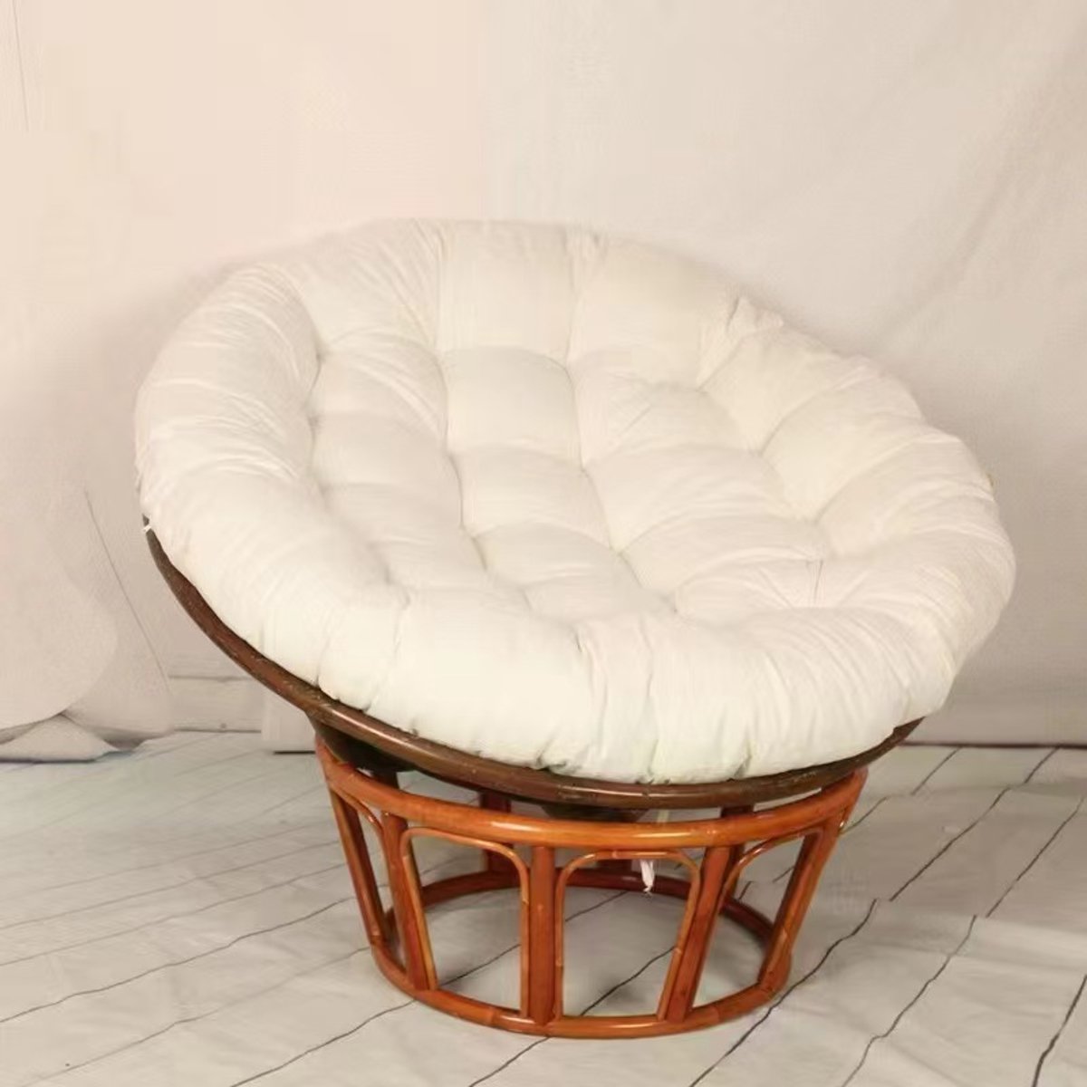 Crèmewit Zitkussen - rond - 40x40cm - geschikt voor hangmanden/schommels/radarstoelen - rugleuning
