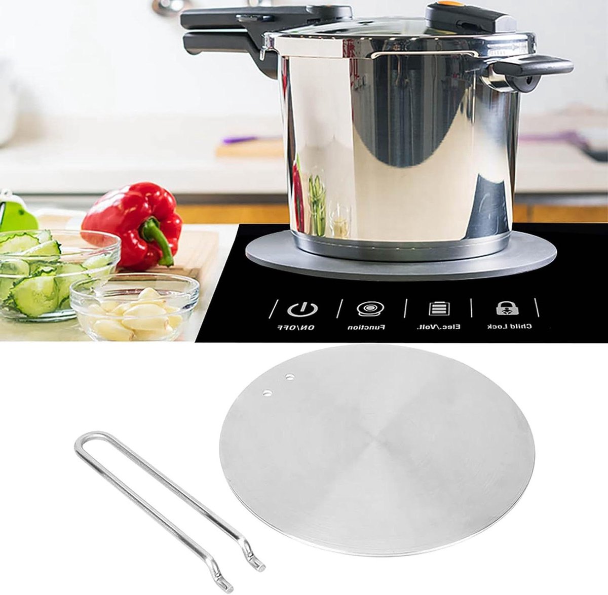 Warmteverspreider Inductieplaat Adapter Converter Gelijkmatig Koken Roestvrij Staal 20 cm Zilver