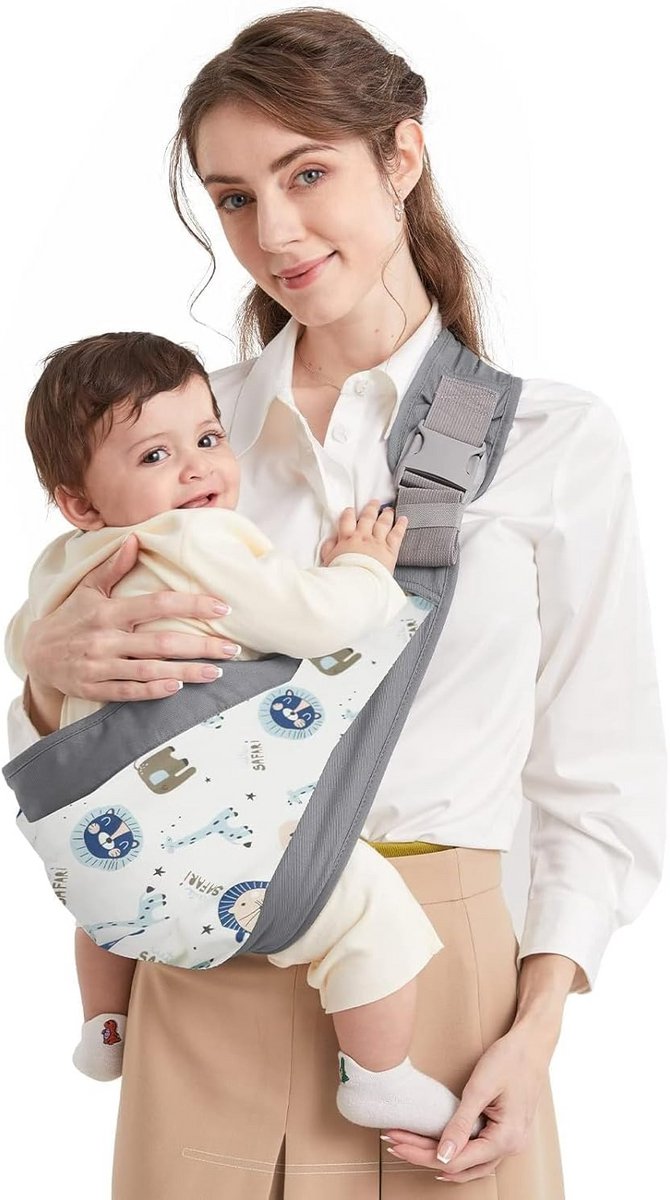 Baby Carrier for Newborn, On the Go, Multifunctional Baby Carrier for 0-36 Months, Toddlers up to 15 kg (Grey & White)
