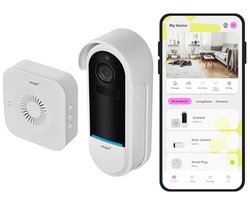 OMAJIN by Netatmo 2K Wireless Smart Video Doorbell, Battery Operated, Including Gong, Motion & People Detection, IP65, Zone Detection, Two-Way Audio, SD/Cloud Storage, OVD-01
