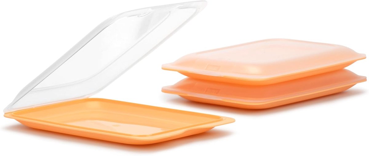 Vleeswaren Bewaardoos - Koelkast Bakjes - Voedsel Vers Houden - Fresh Systeem - Set van 3 - Perzik