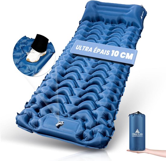 Zelfopblazende Slaapmat - Campingmat Luchtbed - Outdoor Kamperen - Geïntegreerde Voetpomp - 10 cm Dik - Donkerblauw — afbeelding 5