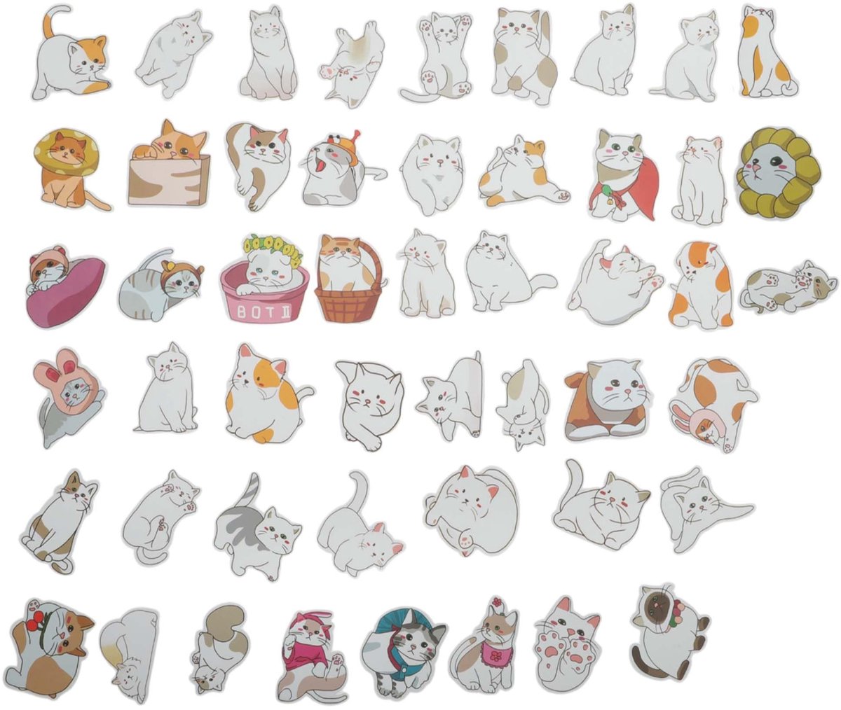 Dailygoods- Kattenstickers 50 stuks - Waterdichte Stickers - Esthetische Albumstickers - Scrapbooking Stickers - Decoratieve Stickers - Unieke Designs 5,5-8,5 cm