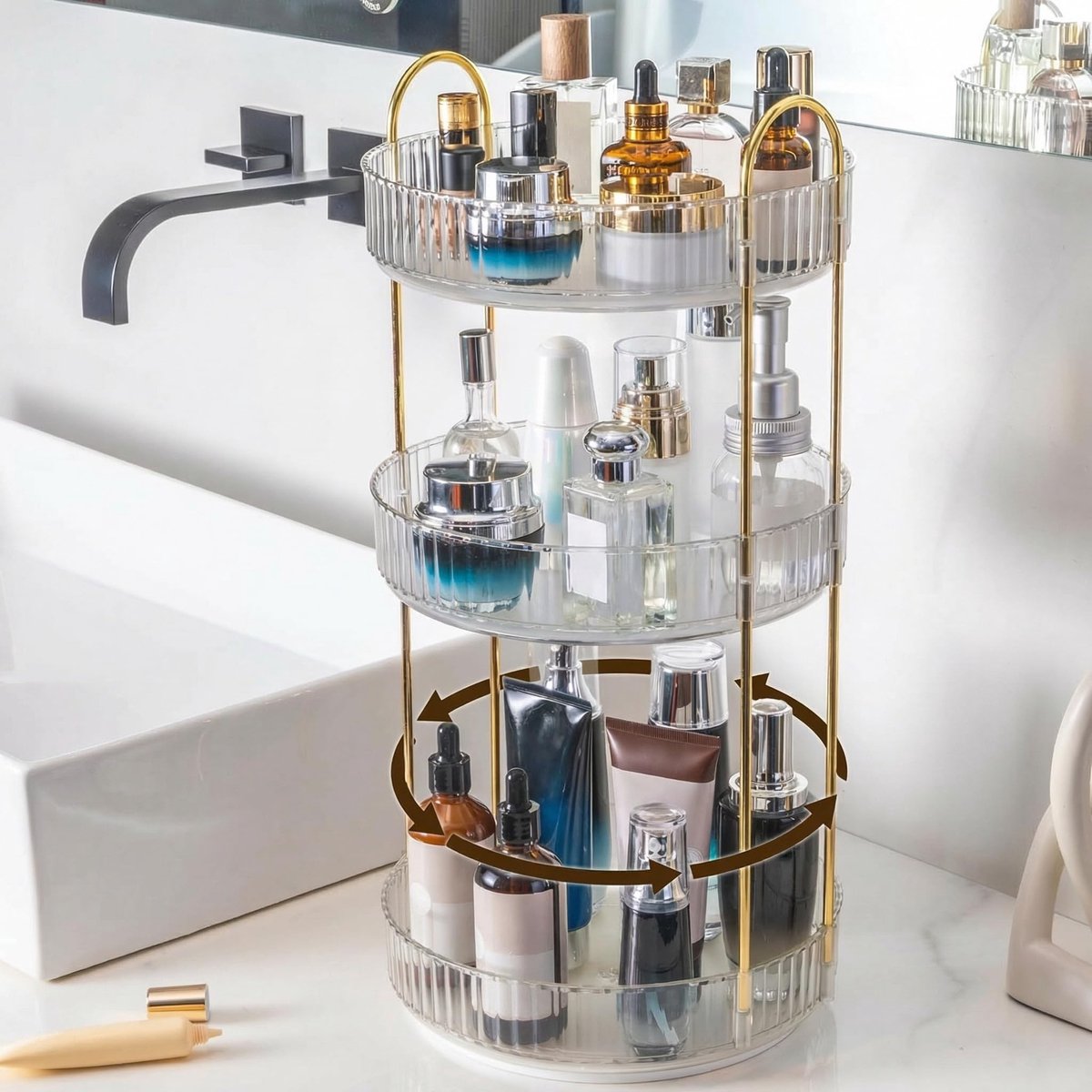 Dailygoods- Makeup Organizer 360° Draaibaar - Cosmetica Organiser - Make-up Organizer - Dresser - Badkamer - Stevig en Duurzaam