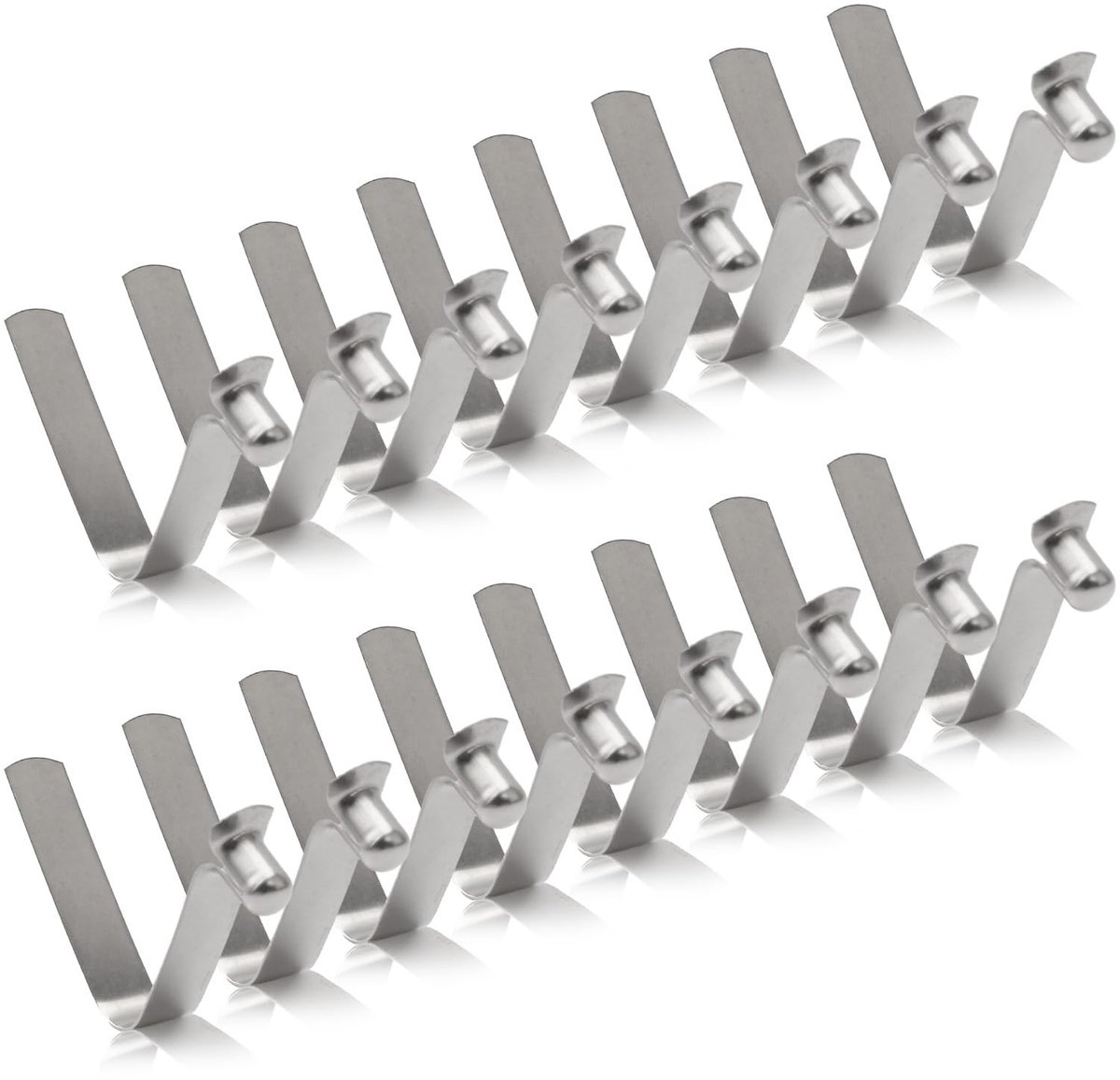 Dailygoods- Tentstok Clips 16 Stuks - Roestvrij Stalen Klemmen - Veerklemmen voor Kajak Peddel - Stevig en Duurzaam - 5mm - Zilveren Kleur