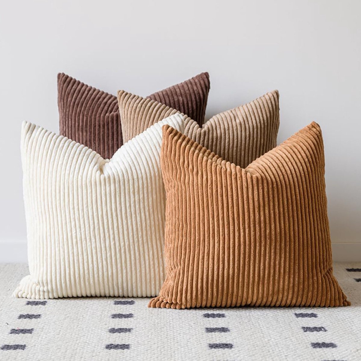 4-delige set - Corduroy kussensloop - Sierkussensloop voor de bank - Gestreepte sierkussensloop - Zachte sierkussensloop - Binnenkussen niet inbegrepen - 45x45cm - Verkrijgbaar in diverse kleuren