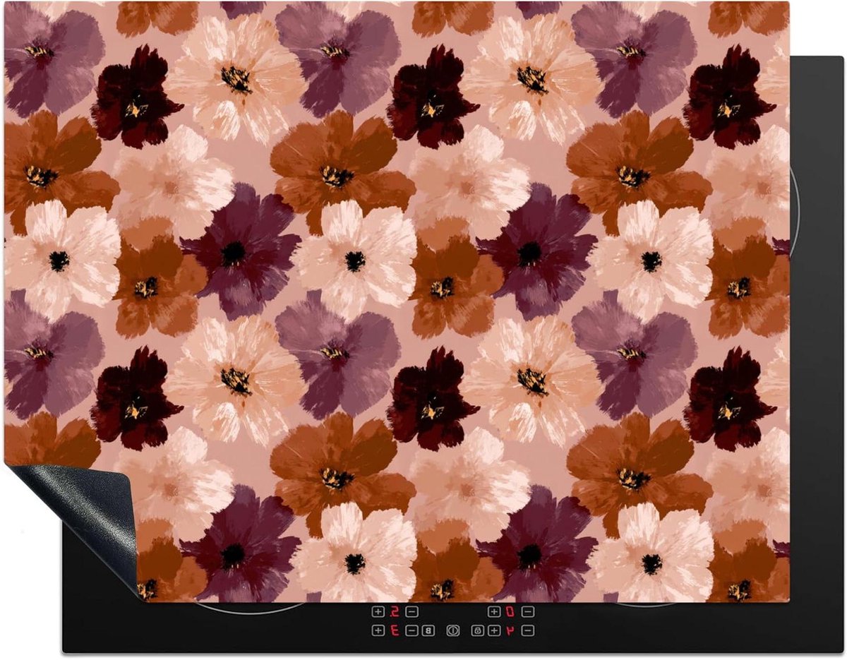 Inductie Kookplaat Beschermer - Werkblad Beschermer Kookplaat - Extra Werkruimte Creëren - Unieke Foto Print - 77x59 cm - Bloemen Abstract
