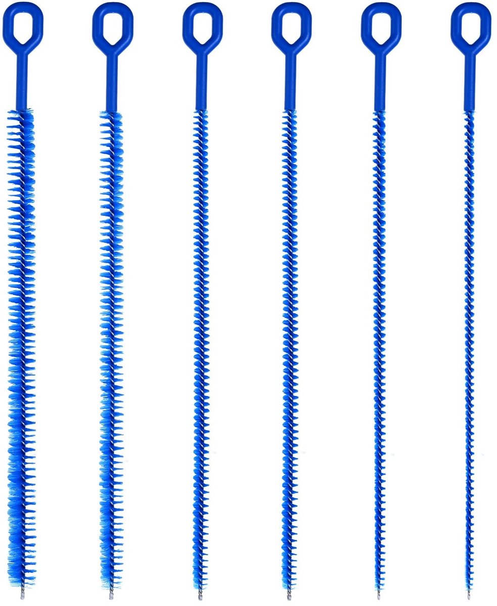 Dailygoods- Rietborstel 6 Stuks - Extra Lange Borstelharen - Lichtgewicht - Draagbaar - Voor Waterflessen - PP/Nylon/Roestvrij Staal - Stroborstel