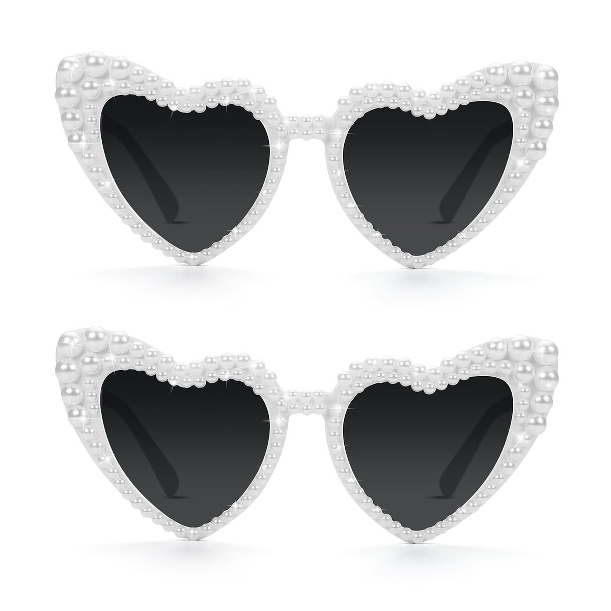 Dailygoods- Zonnebril Hartvormig - Retro Cateye - Parel Design - 2 Stuks - Lichtgewicht - Perfect voor Feesten - Feestbril