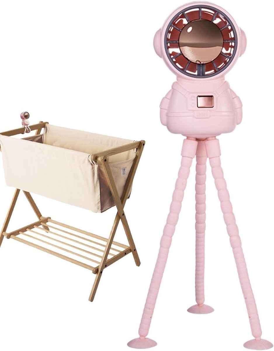 Astronaut Ventilator - Mini Clip Fan - Kinderwagen Koeling - Baby Veilige Ruimte - 23.7 cm Hoog - Roze