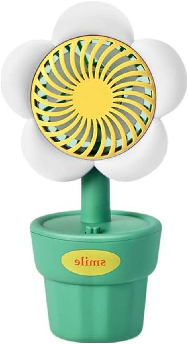 Mini Bloem Ventilator - Draagbare Cooler - Frisse Lucht - Stil & Schattig - 15.8cm Hoog - Wit