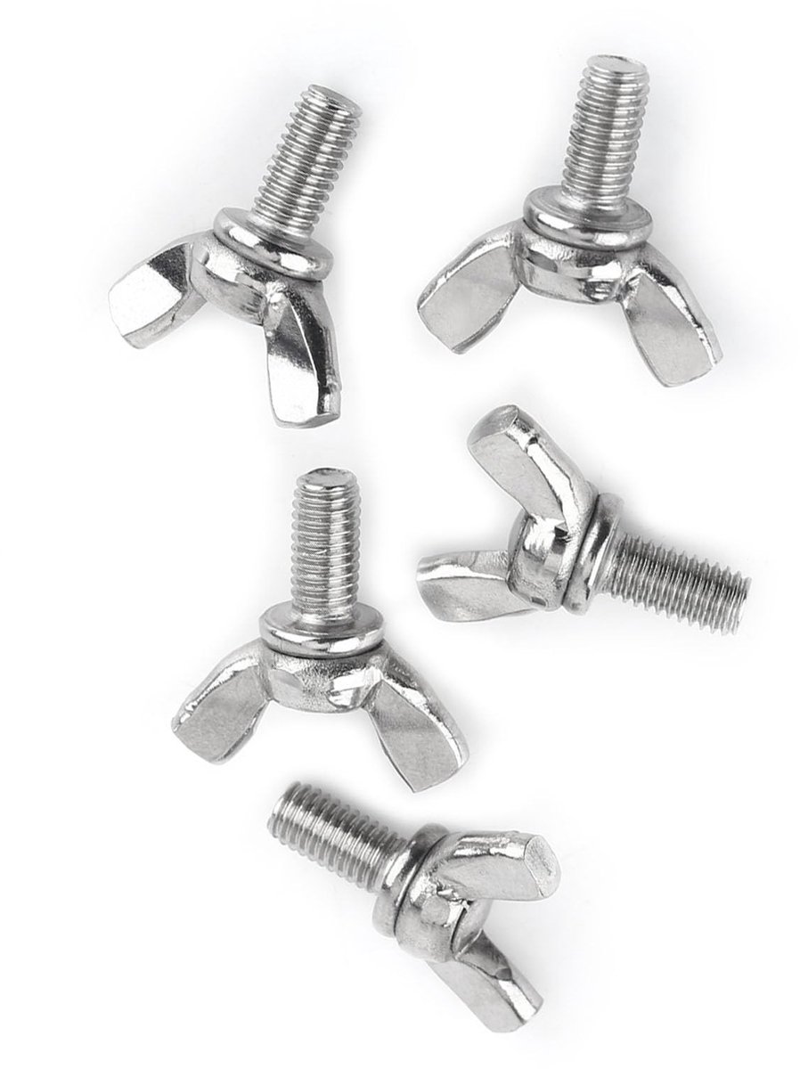 Dailygoods- Vleugelmoeren Set van 5 - Vleugelschroeven - Roestvrij Staal 304 - M5 x 10 mm - Corrosiebestendig - Eenvoudig in gebruik - Bevestigingsmateriaal
