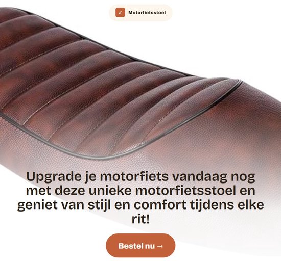 Dailygoods- Motorfietsstoel PU-leer - Vintage - Café Racer - Vlakke Zitting - Montagebeugels - Gloednieuw, Lichtgewicht - Motorzadel van Dailygoods — afbeelding 4