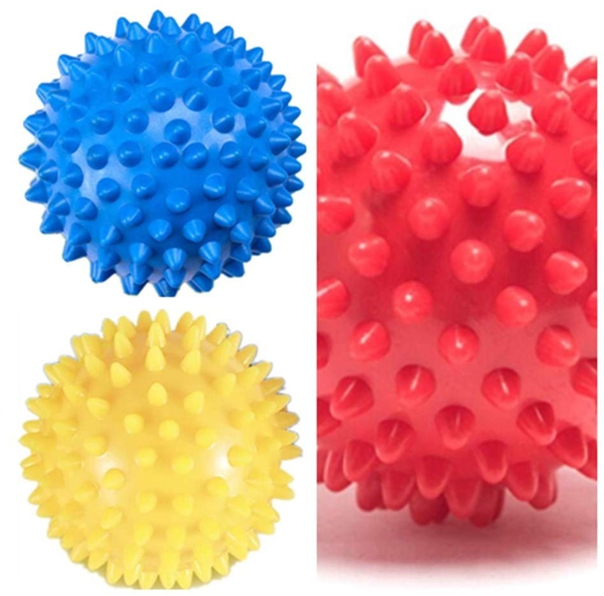 Dailygoods- Egelbal Set van 3 - Noppenbal - Massagebal - Reflexologie - Triggerpoint - 9/7,5 cm - Bevordert doorbloeding