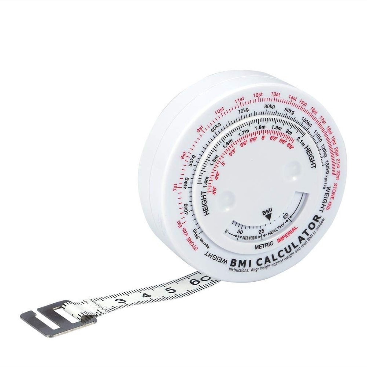 Dailygoods- BMI Meter met BMI Calculator - Rolmaat - Meetlint Lichaam - Omtrekmeter - Duurzaam - Flexibel en Lichtgewicht