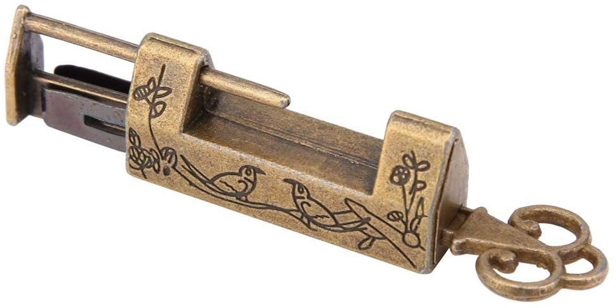 Dailygoods- Hangslot Duurzaam - Vintage Hangslot - Decoratief Slot - Antiek Slot - Zinklegering - Gegraveerd Patroon - Decoratieslot