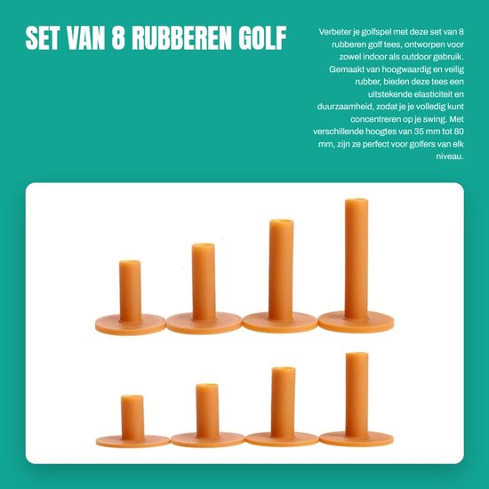 Set van 8 Duurzame Rubber Golfaccessoires voor Driving Range, Geschikt voor Binnen en Buiten, Diverse Maten van 35mm tot 80mm van Merkloos — afbeelding 5