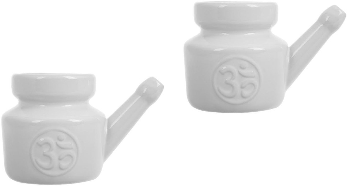 Dailygoods- Neusspoeling Duurzaam - Keramische Pot - Neusreiniger - Volledige Neusspoeling - 2 Stuks - Niet-irriterend Materiaal - Neuswas