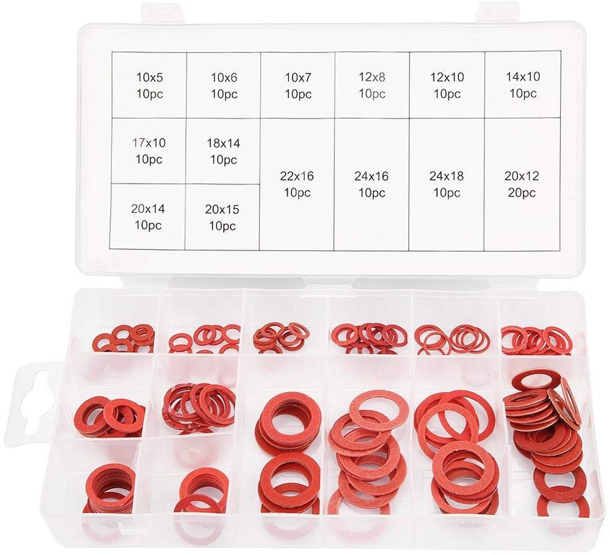 Dailygoods- Afdichtschijven 150 Stuks - Roestvrij Stalen Sluitringen - 14 Maten - Set met Doos - Hoogwaardig Materiaal - Goede Isolerende Prestaties