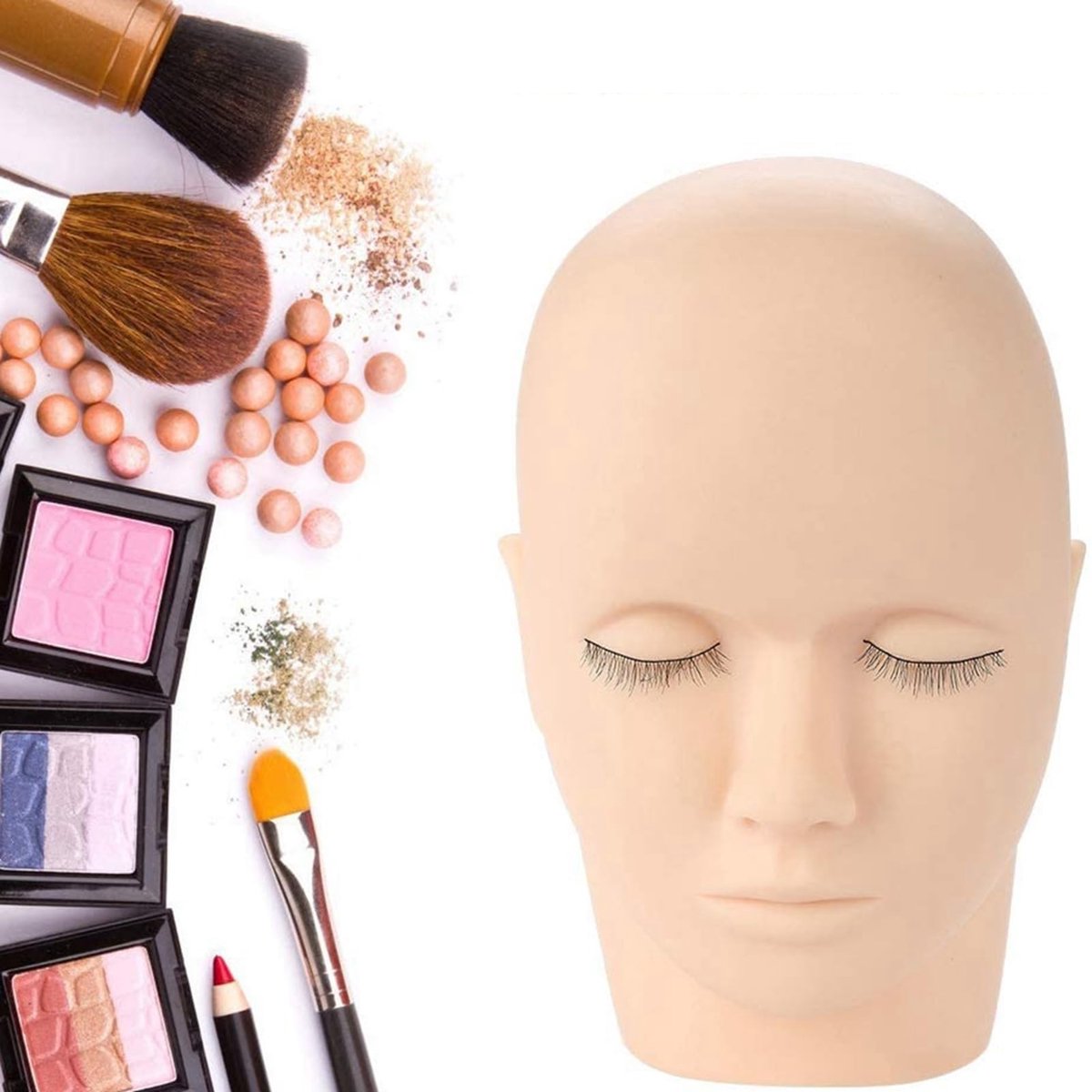 Dailygoods- Wimpertrainingskop - Zachte Siliconen - Oefenhoofd voor Make-up - Cosmetische Wimpers - Herbruikbaar - Realistisch Oppervlak