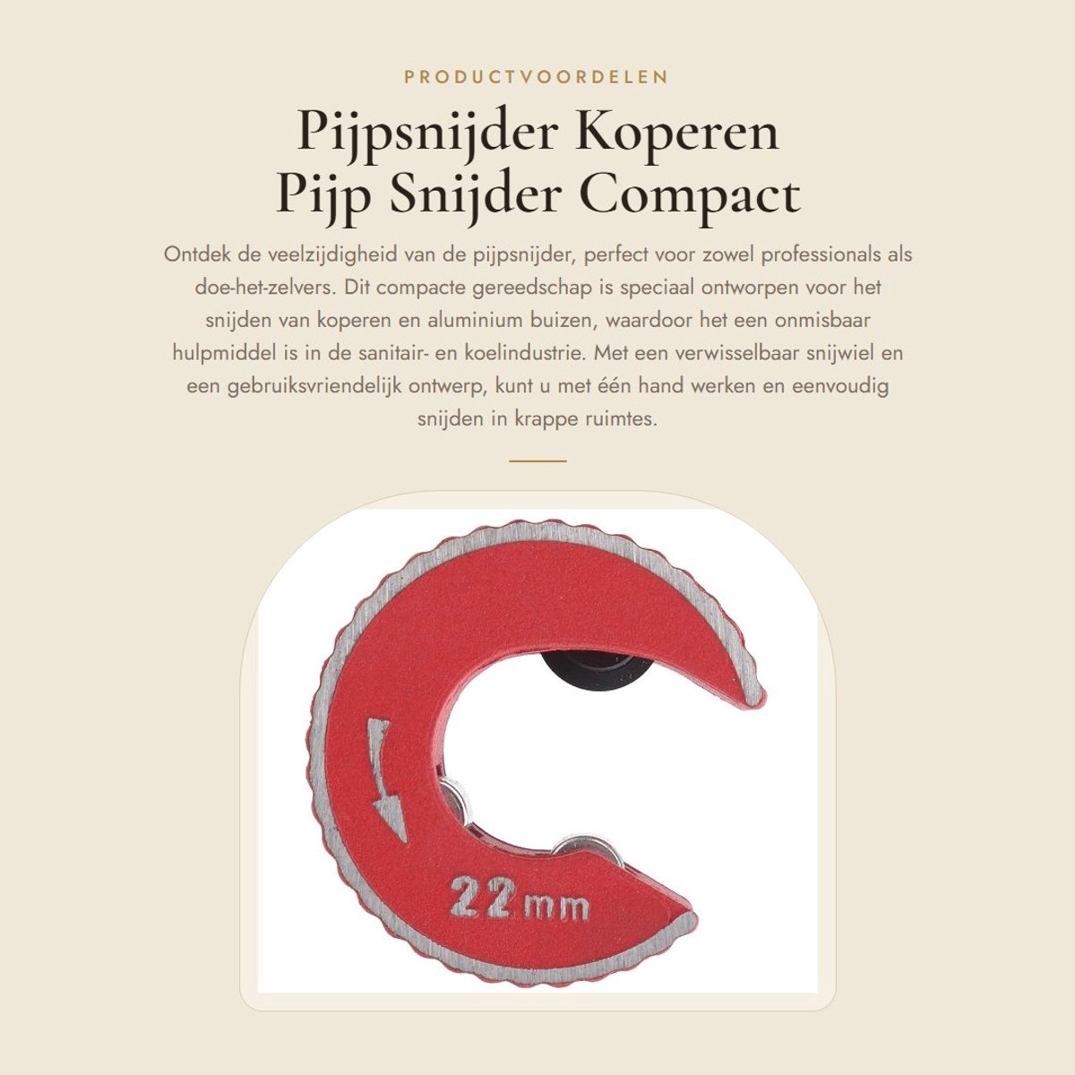 Dailygoods- Pijpsnijder Flexibel Ontwerp - Koperen/Aluminium Pijp - Zinklegering - Compact - Verwisselbaar Snijwiel - Eénhandige Bediening - Buizensnijder thumbnail 5