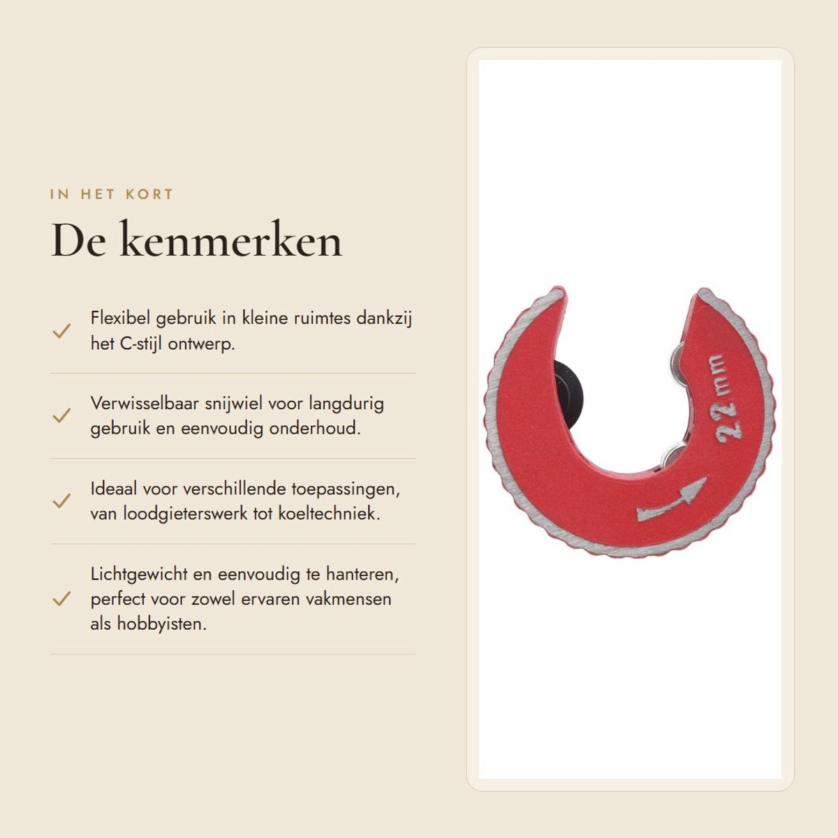 Dailygoods- Pijpsnijder Flexibel Ontwerp - Koperen/Aluminium Pijp - Zinklegering - Compact - Verwisselbaar Snijwiel - Eénhandige Bediening - Buizensnijder thumbnail 2