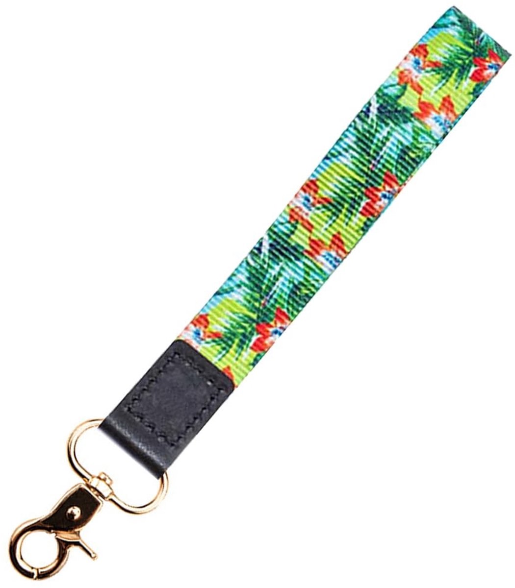 Dailygoods- Sleutelkoord kort - Polsband - Leer/Nylon - Ronde gesp - Sleutelhanger - Geschikt voor sleutels/ID-badge/telefoon