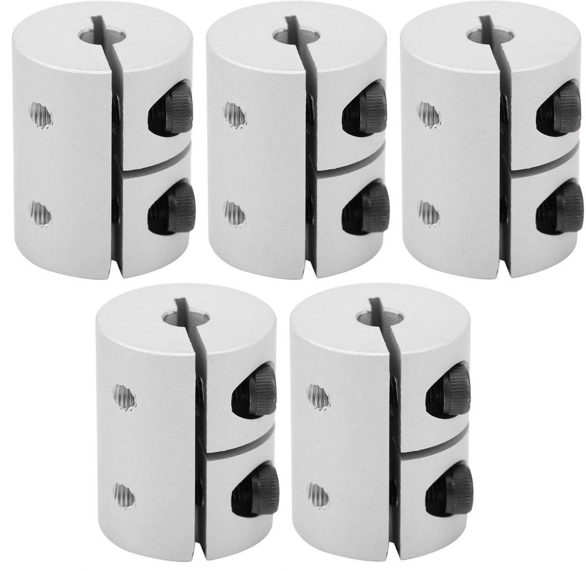 Dailygoods- Stelschroefkoppelingen 5 stuks - Aluminium Connector - Hoge Hardheid - Duurzaam - Trillingsabsorberend - Geschikt voor 3D-printer - Motorconnector