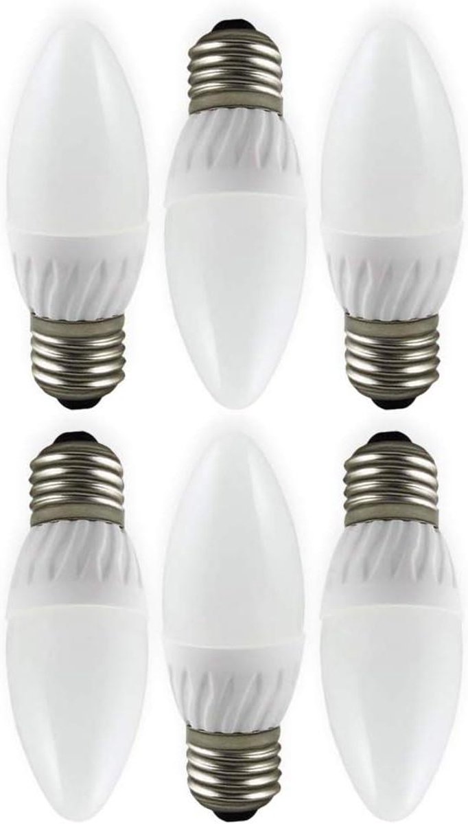 Ledlamp kaars - E27 fitting - Sfeervol licht - Bespaart energie - 6 stuks - Warm licht