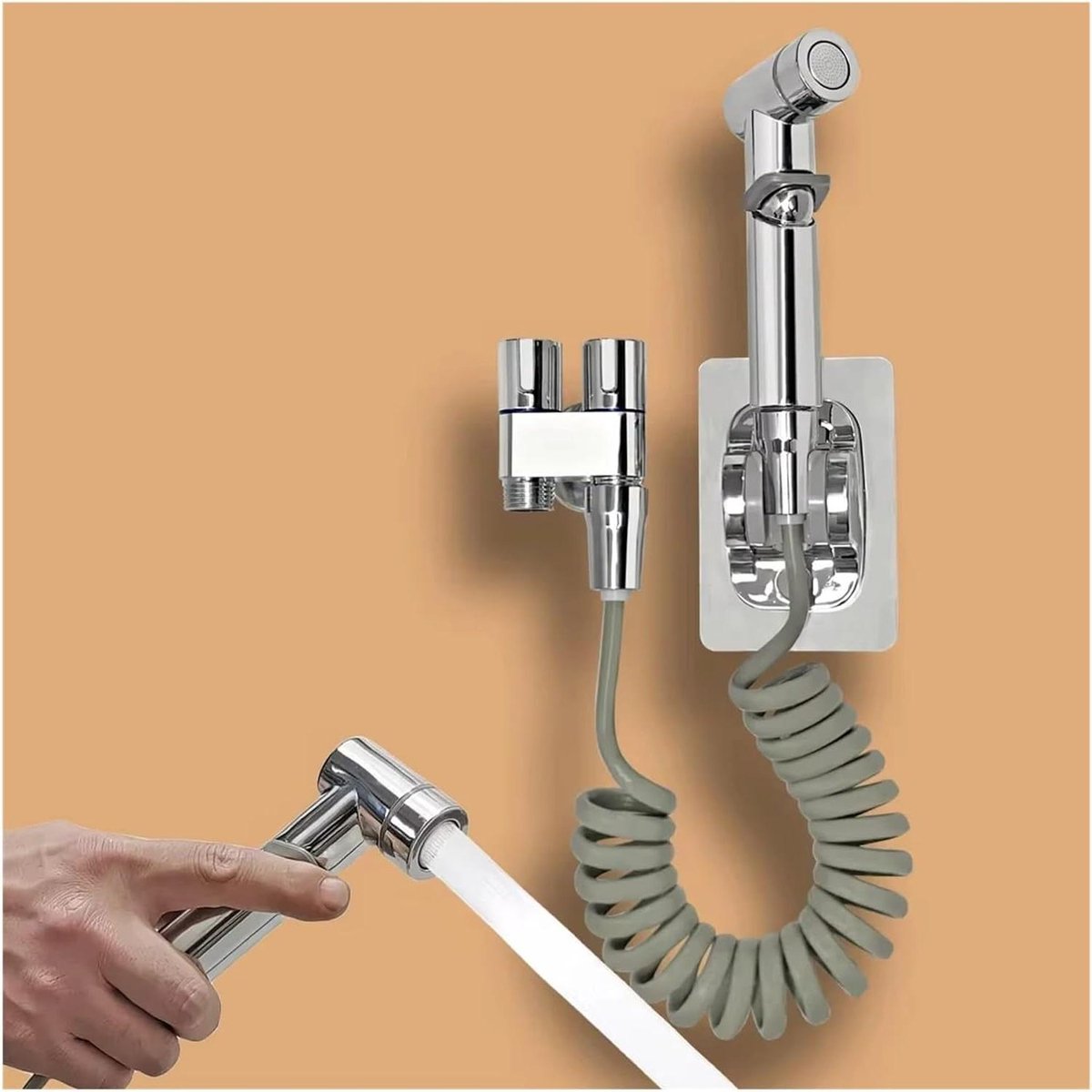 Bidet Sproeiset - Handdouche Toilet - Persoonlijke Hygiëne - Stevige Constructie - 4-in-1 - Zilver