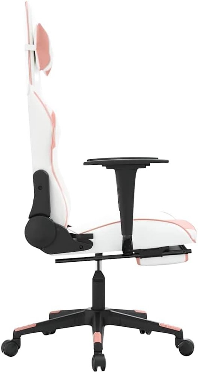 Gamingstoel met massage - Comfortabele stoel - Ontspannen zitten - Ingebouwde voetensteun - Max 110 kg - Roze en wit — afbeelding 5