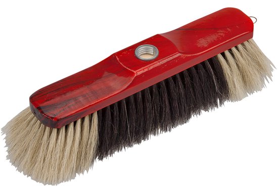 Buemag bezem voor binnen - houten bezemkop rood - breedte 28 cm - steel 130 cm - alle vloeren - zachte haren - kunststof steel — afbeelding 4