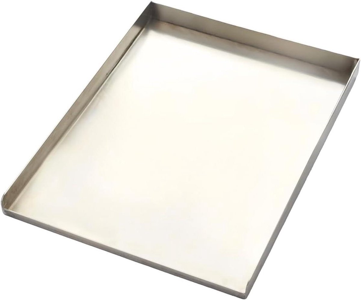 BBQ Plancha Plaat - Grillplaat RVS - Buiten Koken - Met Opstaande Rand - 43x32x3cm - Metallic Grijs