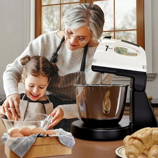 Stand Mixer Handmixer Keuken Elektrische Met Rvs Kom 7 Snelheden met Deeghaak Garde Mengklopper voor Bakken Cake Koekje Kneden — afbeelding 4