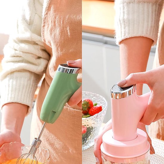 Elektrische Handmixer - Draadloze Garde - Bakken en Mixen - 5 Snelheden Instelbaar - 12x12CM - Groen — afbeelding 4