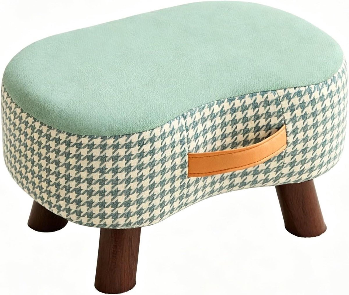 Gestoffeerde Voetenbank - Ottoman met Handgreep - Comfortabel Rusten - Massief Houten Frame - 45 cm Diep - Meerkleurig