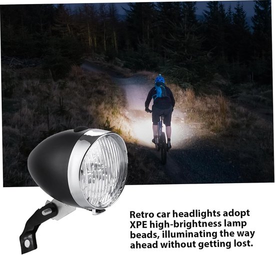 NIDONE Front Bike Light With Bracket, Waterproof 3 Led Vintage Bicycle Headlight, Battery Powered Gold Plated Bicycle Lights For Night Riding With Button Switch,Bicycle Headlight — afbeelding 5
