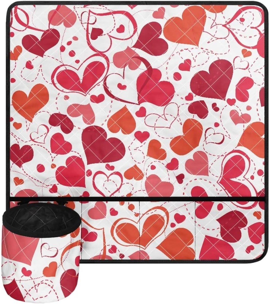 Naaimachine Draagtas - Padded Mat - Naaien Opslag - Met Opbergvakken - 67x66 cm - Roze Hart