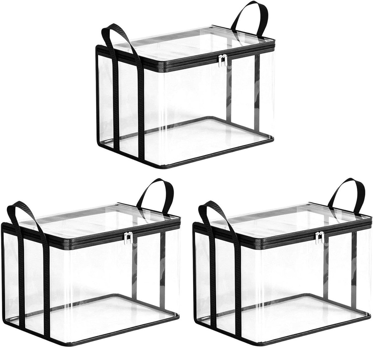 Opbergdoos voor boeken - Zwaar uitgevoerde verhuisdozen voor boeken, stofdichte, doorzichtige opslagcontainer, opbergbak vinyl met handgrepen, frame accessoirekoffer stijf polymeer |