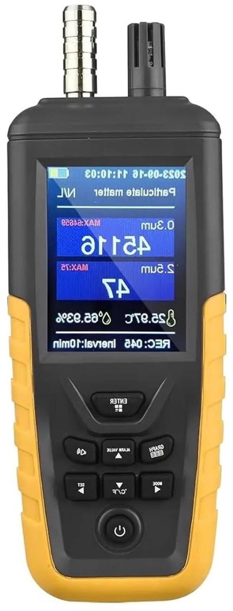 Luchtkwaliteitsmonitor - Vochtigheidsmeter - Binnenlucht Meten - Realtime Data - 22.2 cm - Zwart