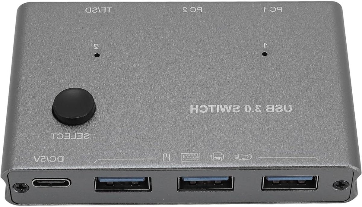 USB 3.0 Switch - Hub Selector - Twee Computers Delen - Snelle Data Transfer - 3 Poorten - Aluminium