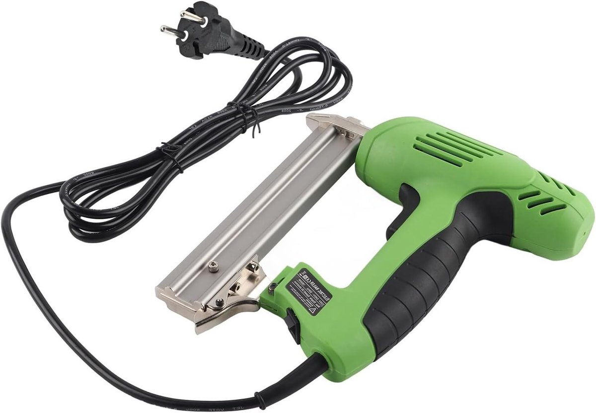 Walfront Lightweight Aluminum Alloy Burned Electric Staple Gun Ergonomic Soft Grip Straight Nail Gun Electric Nail Player for Furniture Making