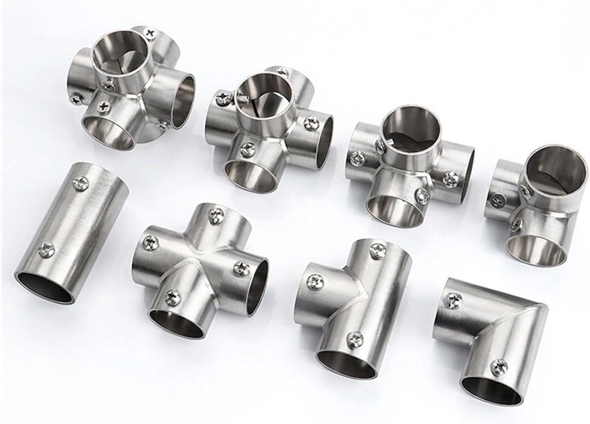 Buisfitting Connector - Roestvrij Staal - Hekwerk Installeren - Eenvoudige Montage - 25 mm - Zilver